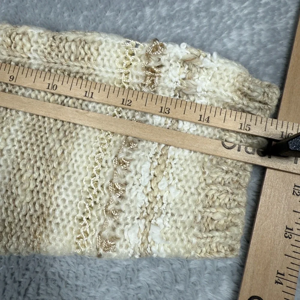 Vintage Beldoch Popper Sweater Women L Beige Cozy Textured Plaid Knit 80s - Picture 11 of 16